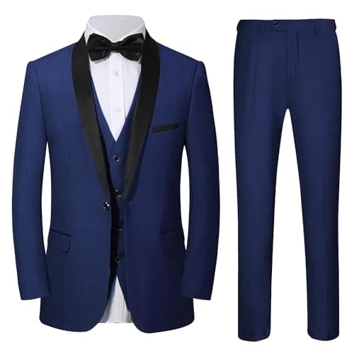 Beauty-Emily Men's 3-Piece Slim Fit Suit Set Jacket Vest Pants