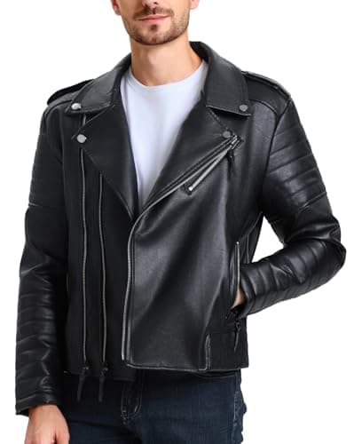 WULFUL Men's Leather Jackets Global Recycled Standard
| Faux Bomber Jacket for Men Global Recycled Standard
| Motorcycle Lapel Asymmetric Zip-Up Slim Fit Biker Coat Global Recycled Standard