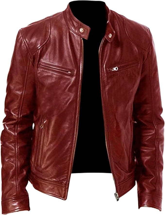 Men's Faux Leather Motorcycle Jacket