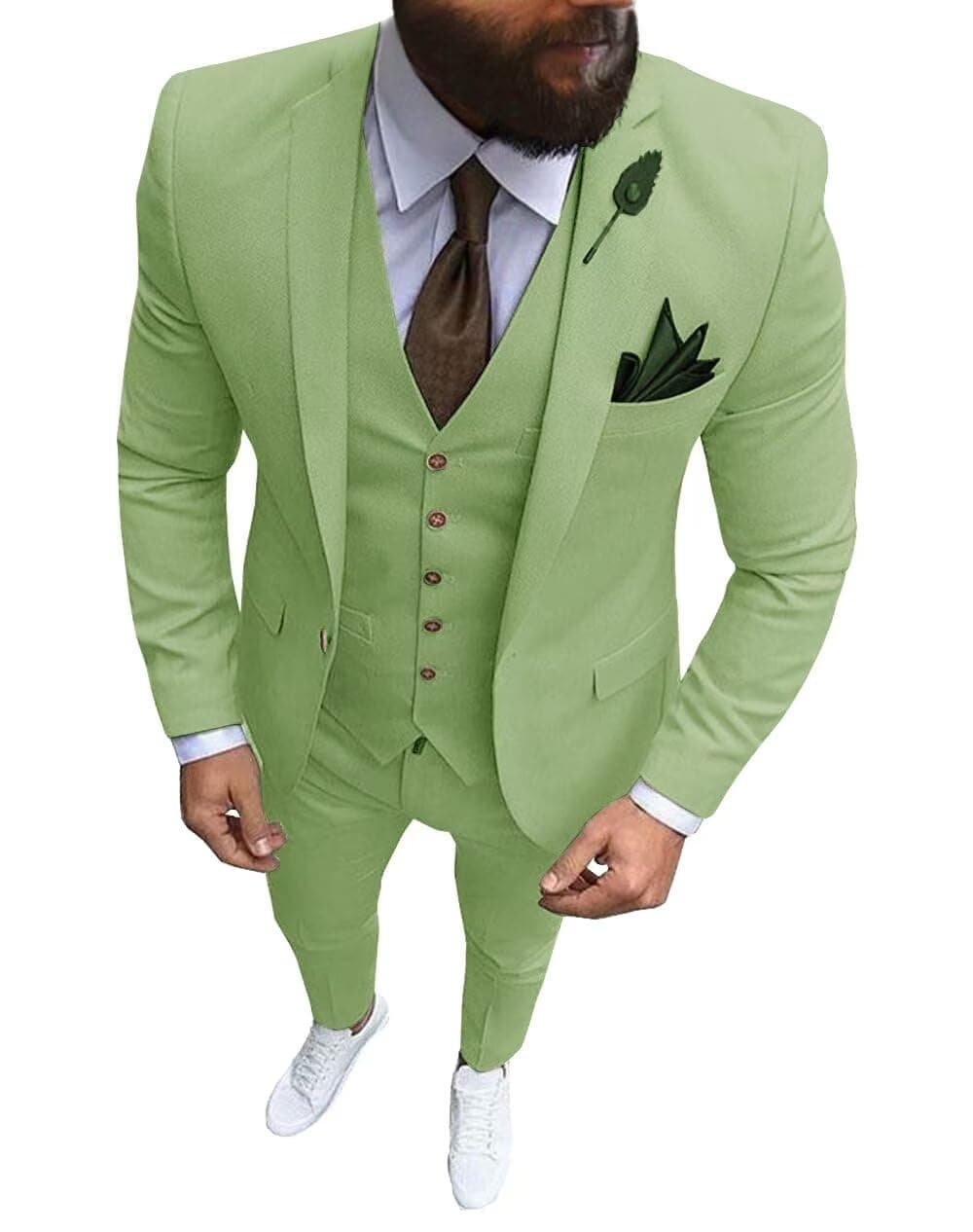 Wangyue Men's Slim Fit 3 Piece Suit Set