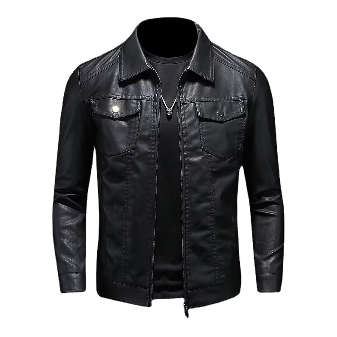 ZFBAOJT Men's Lightweight Vintage Leather Motorcycle Jacket