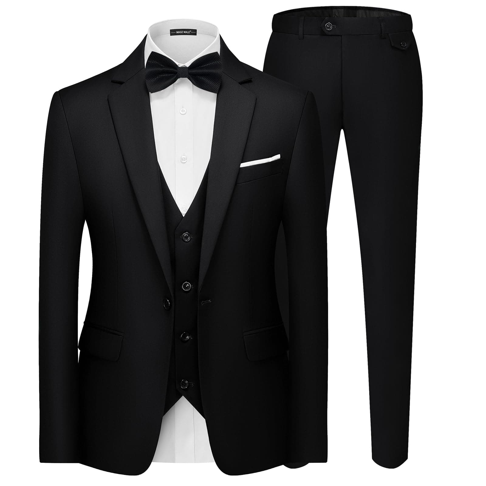 MAGE MALE Men's 3-Piece Slim Fit Suit Set: Elegant Blazer, Vest, and Pants