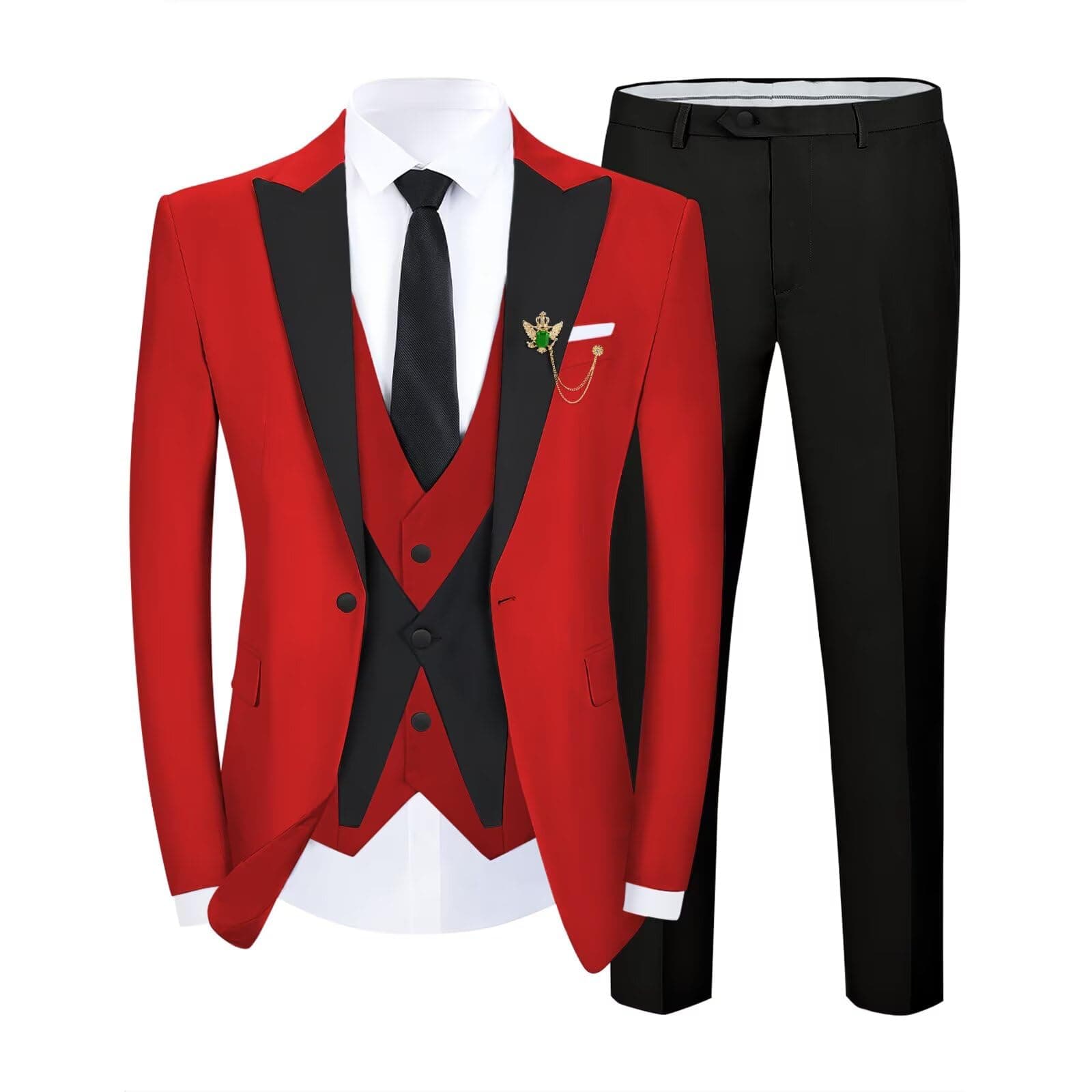 SPTALLFITJSV Slim Fit 3-Piece Men's Wedding Suit Set