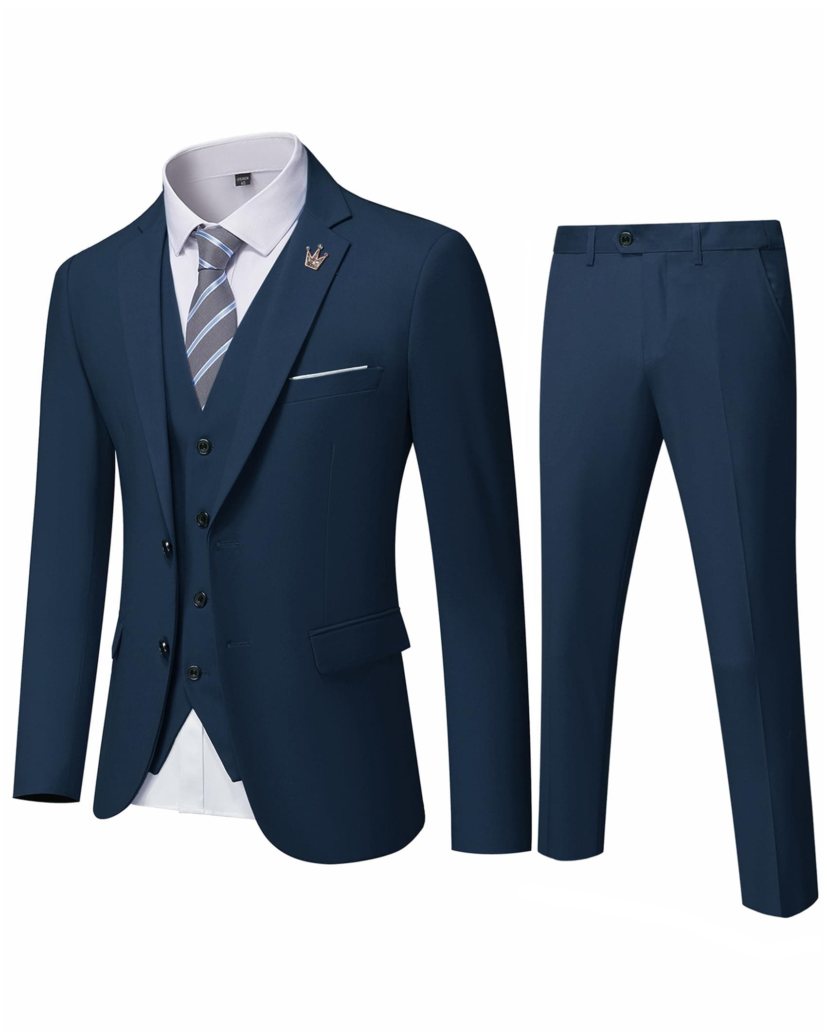 EastSide Men's Slim Fit 2 Buttons Tux Set: Blazer, Vest & Pants