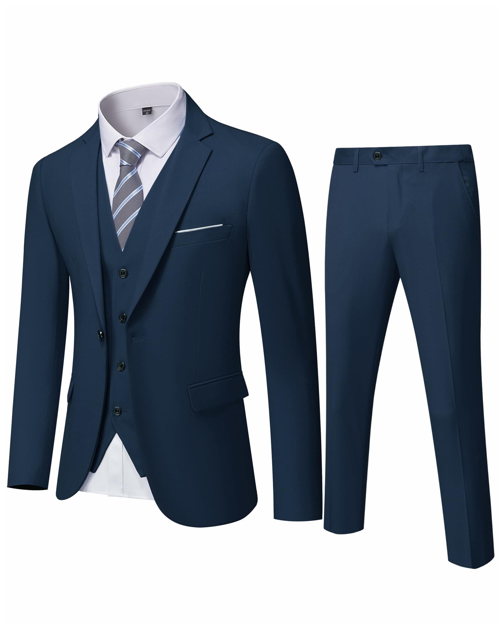 YND Men's Slim Fit 3 Piece Suit with Tie