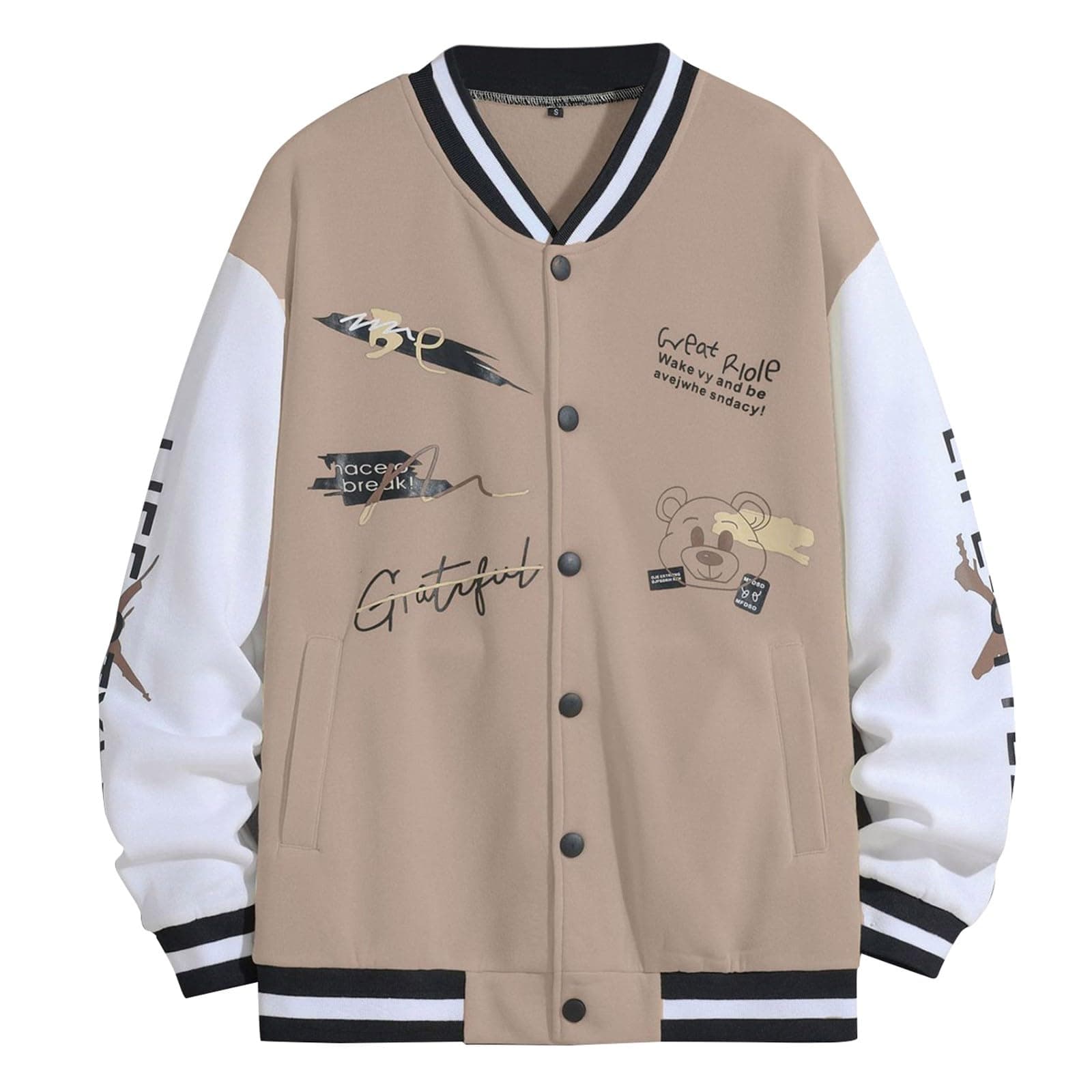 Xoxingysm Unisex Vintage Color Block Baseball Jacket
