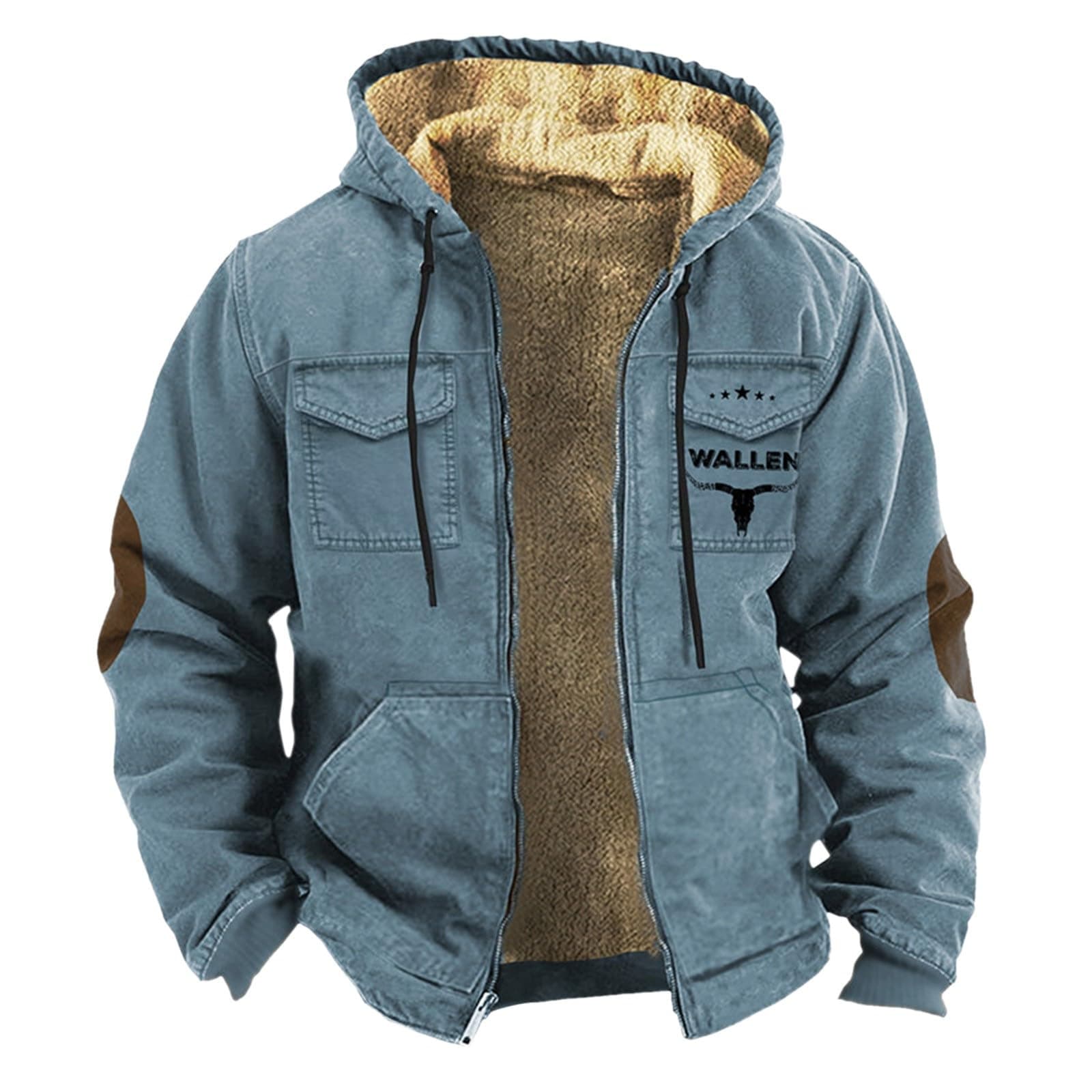 Men's Big and Tall Winter Wool Pea Coat with Hood 5XL