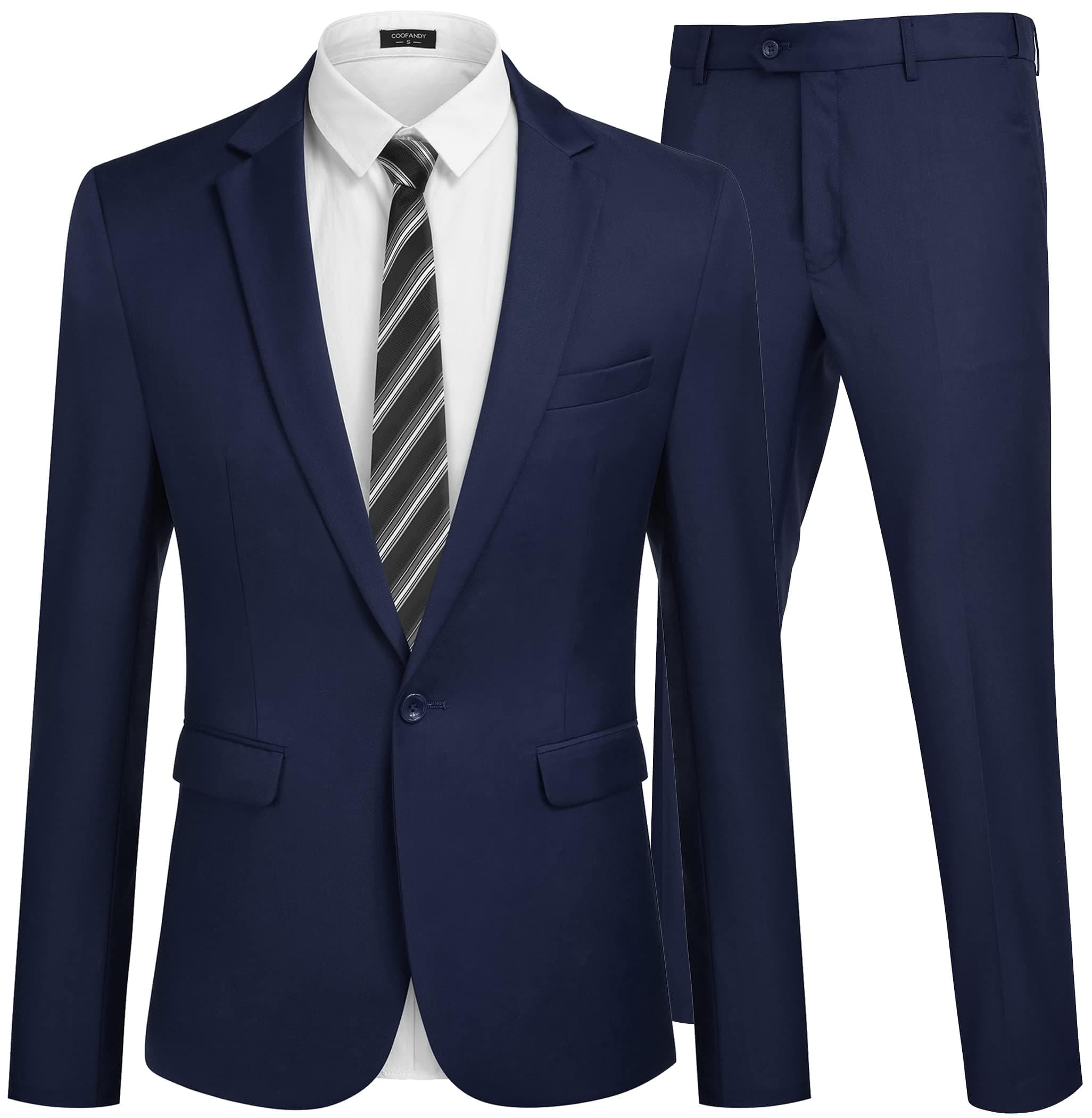 COOFANDY Men's 2-Piece Slim Fit Tuxedo Suit with Blazer Jacket