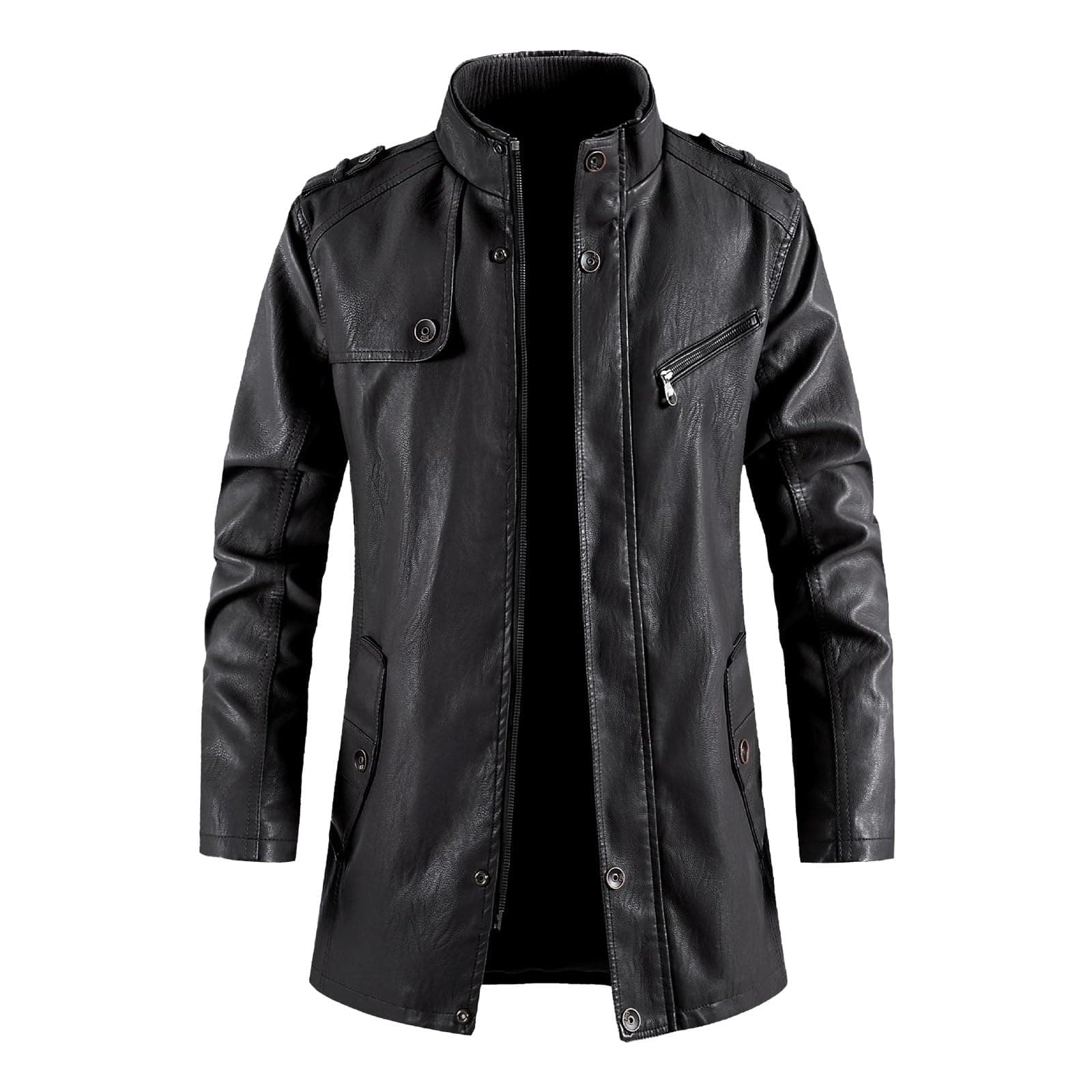 Men's Steampunk Motorcycle Faux Leather Mid-Length Jacket
