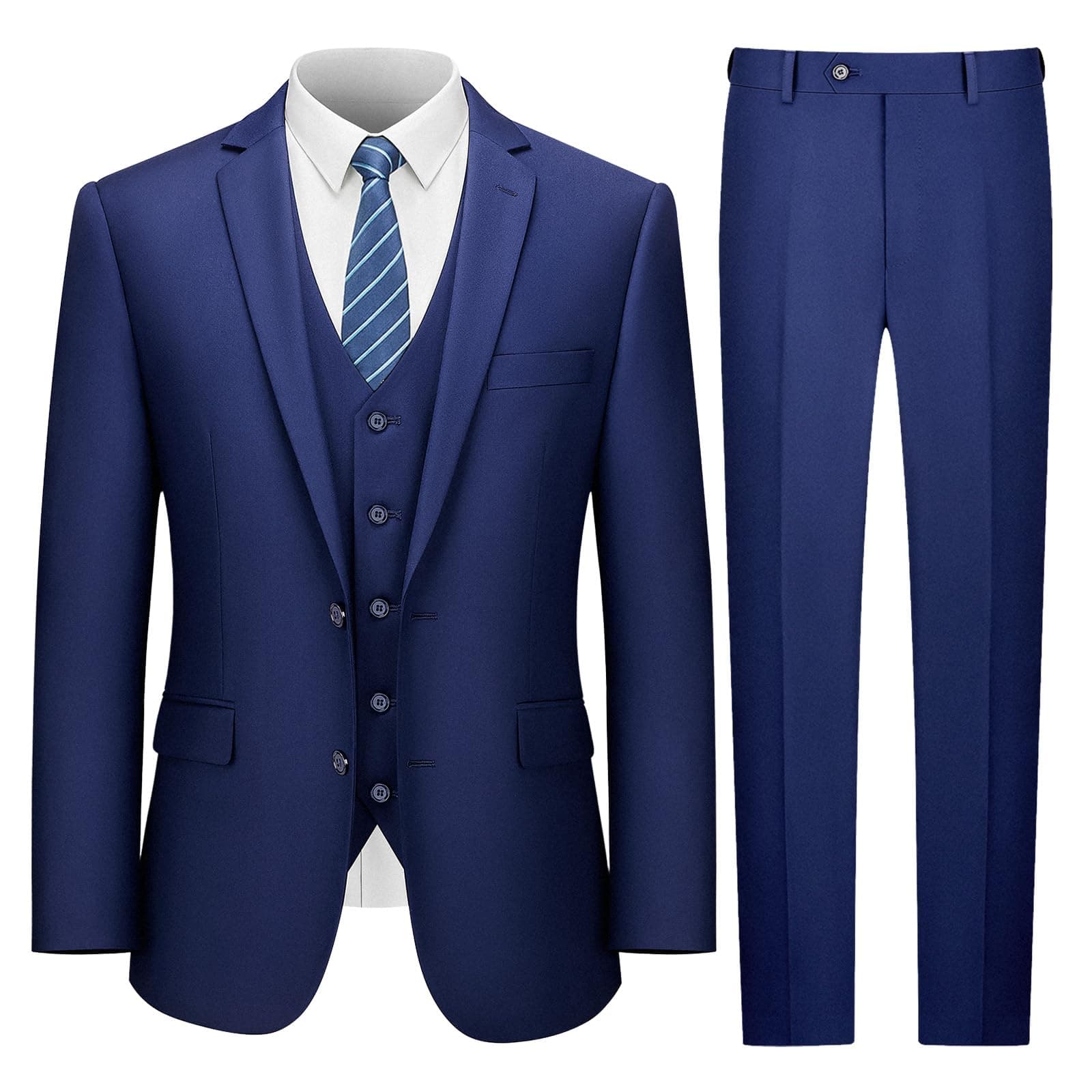 LUPURTY Men's Slim Fit 3 Piece Suits, 2 Buttons Jacket & Pants, Tuxedo Set for Business & Wedding