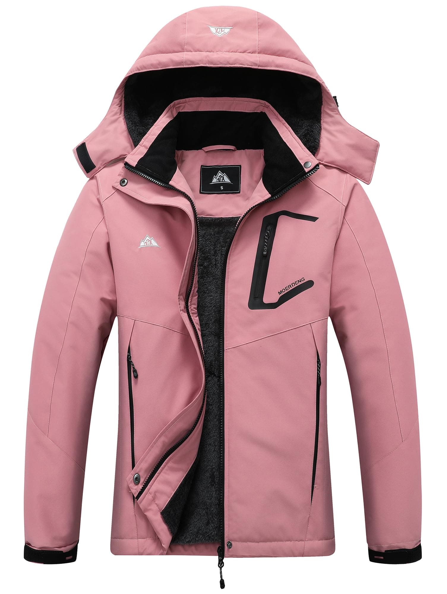 MOERDENG Women's Waterproof Winter Ski Jacket with Hood