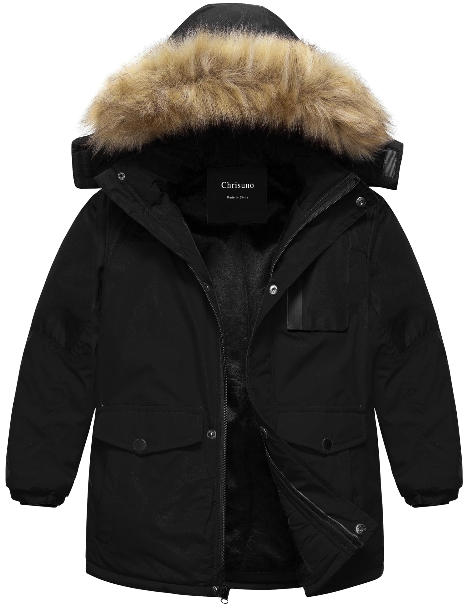 Chrisuno Boys' Waterproof Long Parka Winter Windbreaker Coat