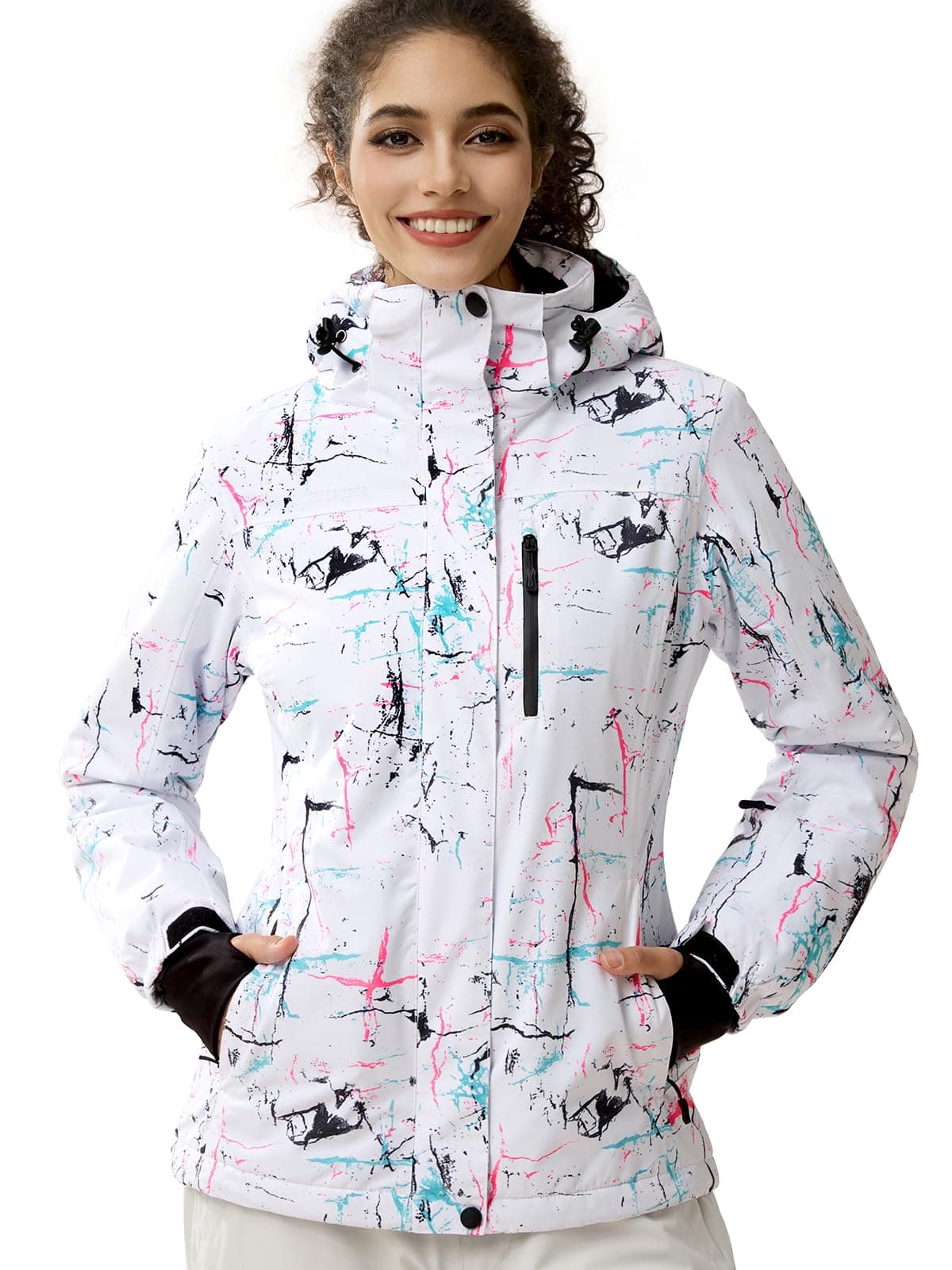 Women's Waterproof Ski Snow Jacket with Fleece Lining