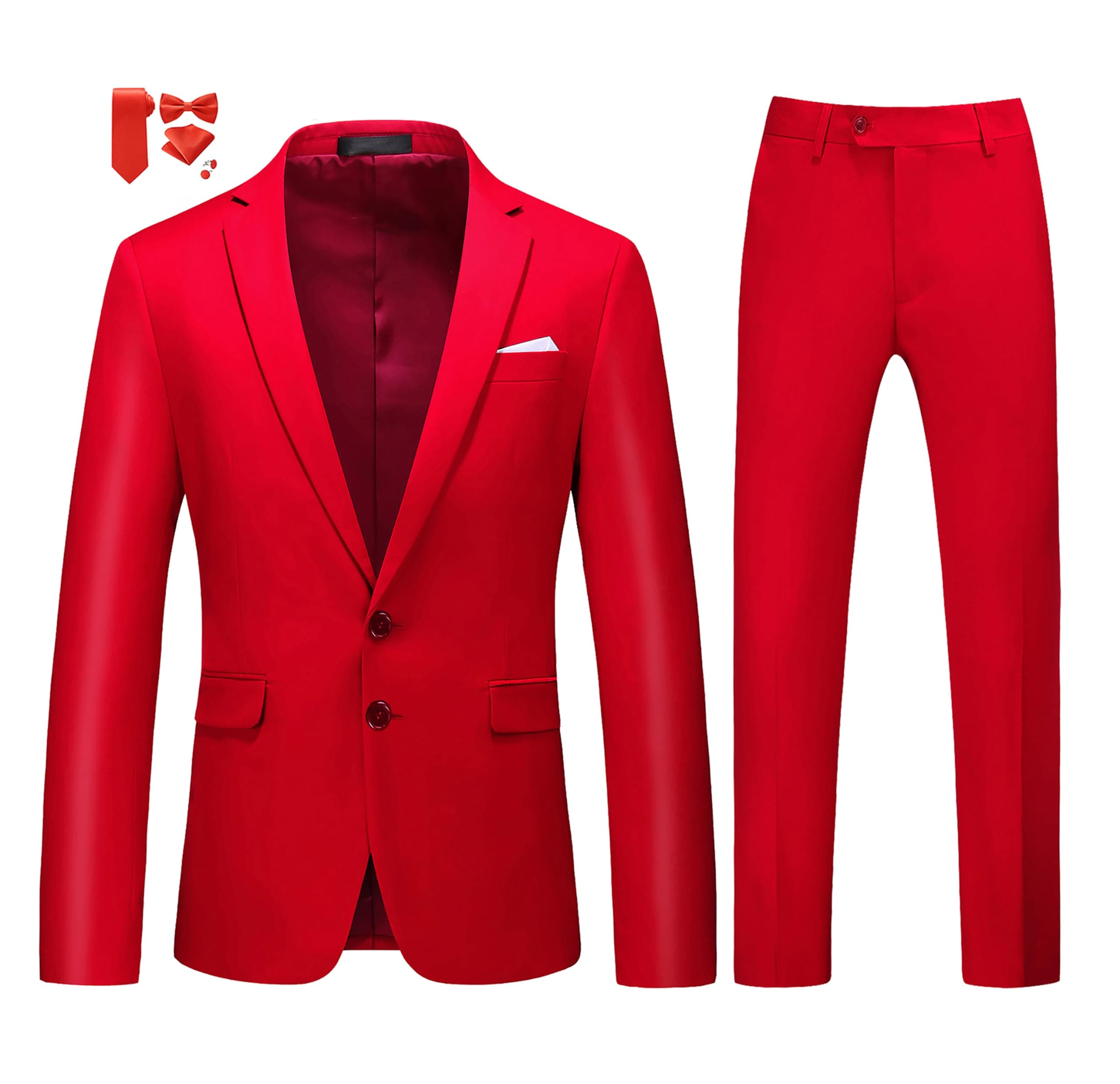MOGU Men's Slim Fit Prom Tuxedo 2-Piece Suit (Jacket + Pants)