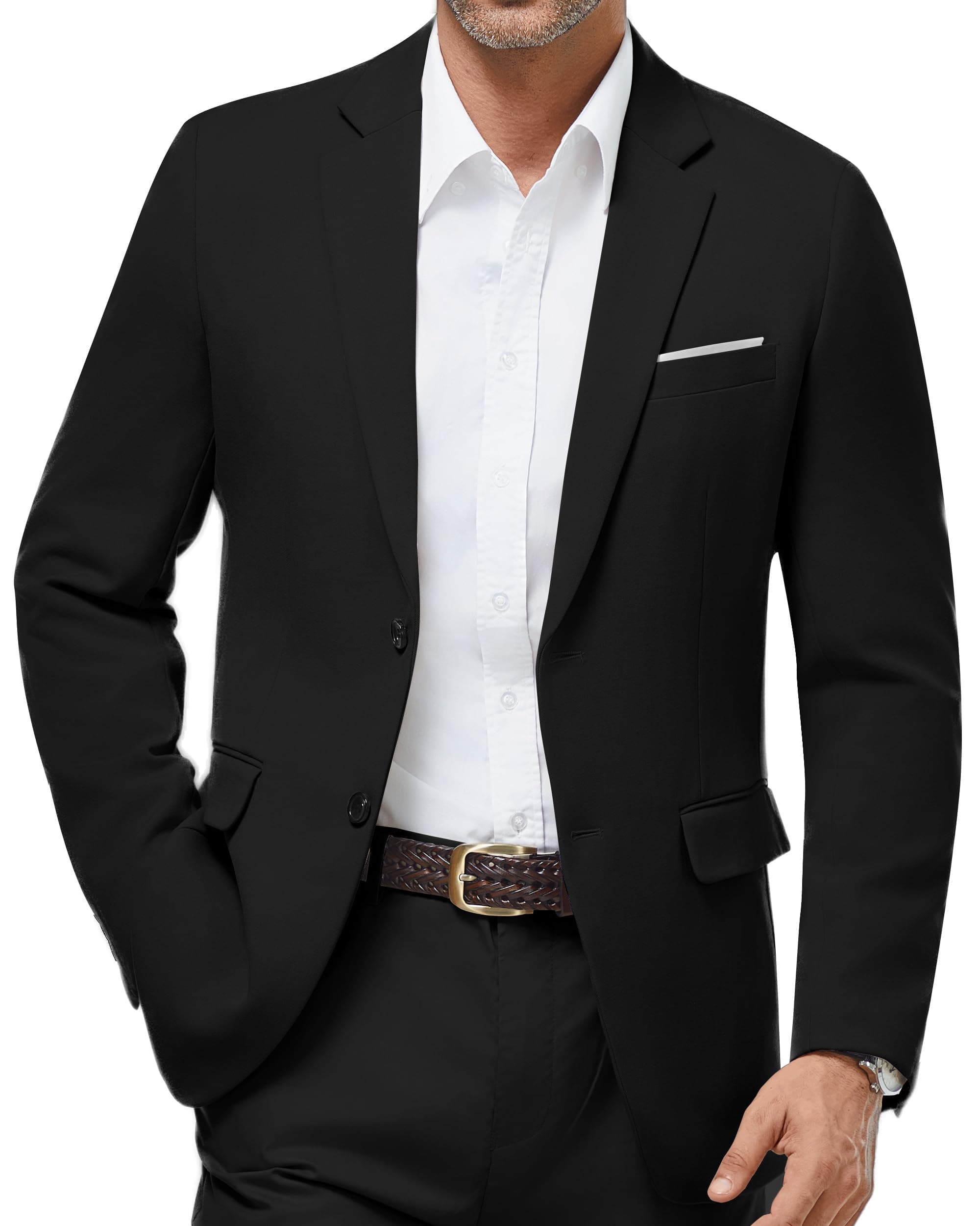 WULFUL Men's Slim Fit Casual Blazer Jacket - Lightweight Sport Coat