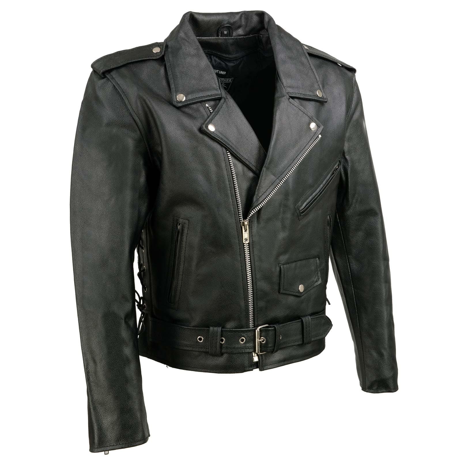Men's Black EL5411 Classic Side Lace Motorcycle Jacket