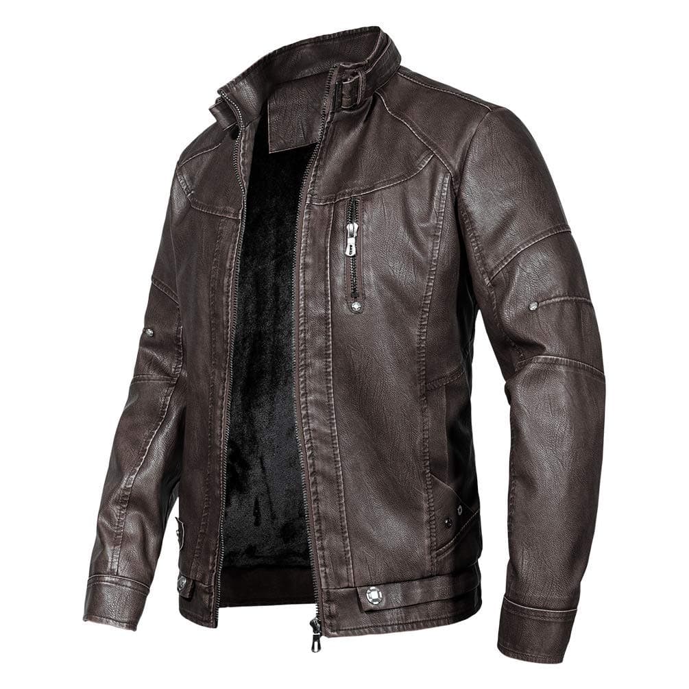 WULFUL Men's Vintage Leather Motorcycle Jacket