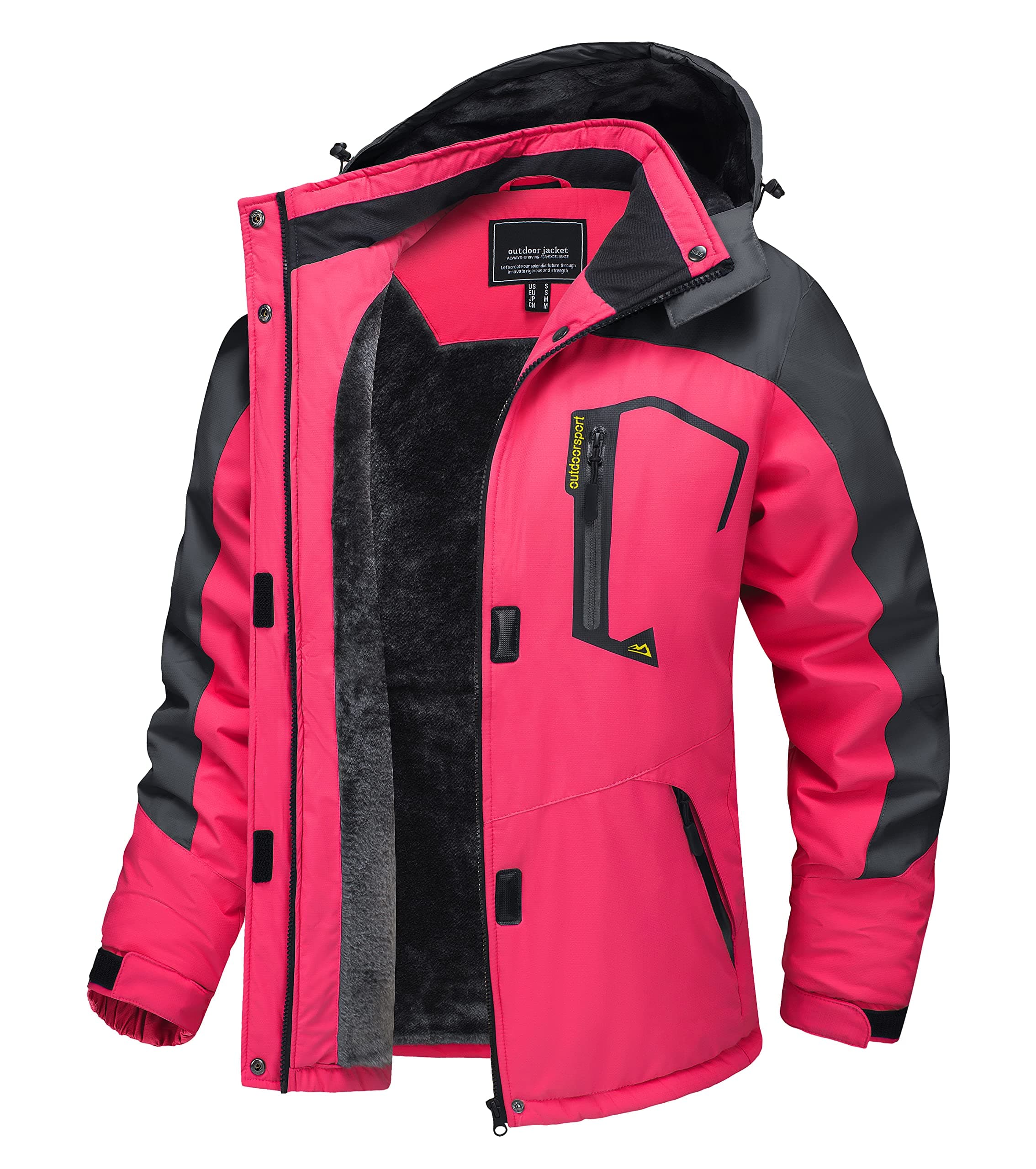 TACVASEN Women's Winter Waterproof Ski Jacket with Hood and Fleece Liner