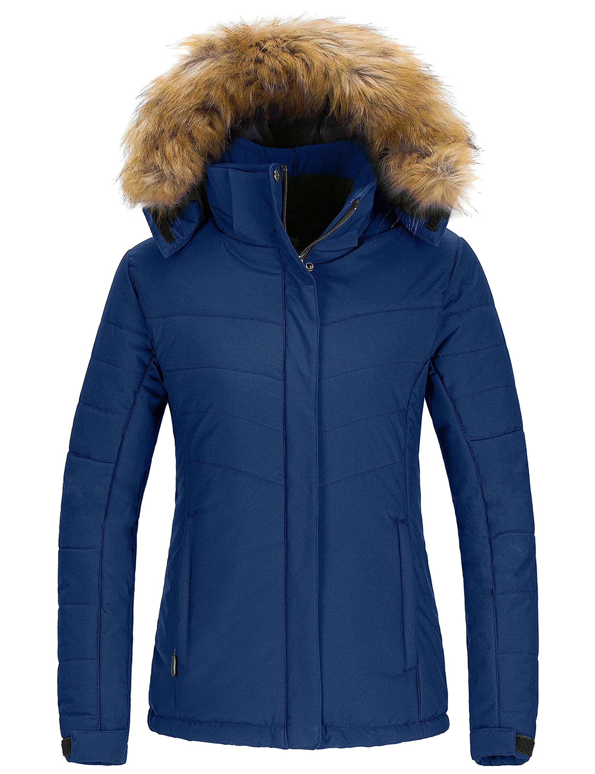 wantdo Women's Waterproof Ski Hooded Snow Coat for Winter Mountain Activities
